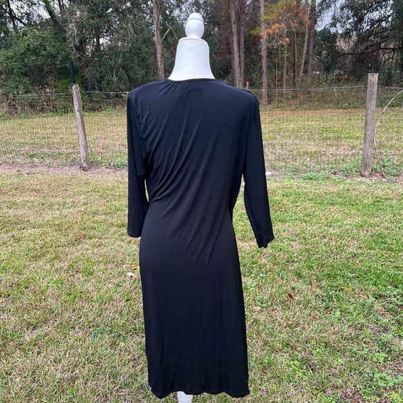 LAST CHANCE 7/31 Deep V-Neck Black Midi Dress - Picture 3 of 4